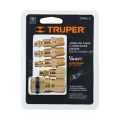 TRUPER - Juego De Acoples Rápidos En Latón Para Compresor, 5 Piezas