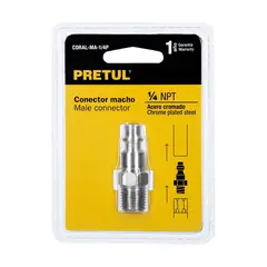 PRETUL - Conector Rápido Cromado De 1/4 Npt Para Compresor, Macho