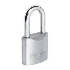 HERMEX - Candado De 45 Mm De Hierro Con Gancho Largo Y 2 Llaves