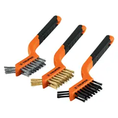 TRUPER - Juego De 3 Minicepillos De Alambre De Acero, Latón Y Nylon