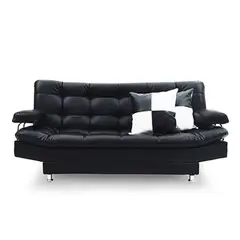 INDUSTRIAL BASESTILOS - Sofá Cama Moltochic CB Lino Negro cojines patas metálicas