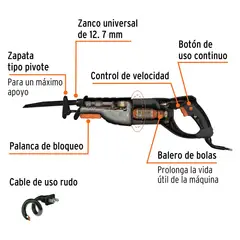 TRUPER - Sierra Sable Industrial De 900 W, Velocidad 300 - 2.400 Cpm