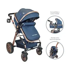 HAPPY BABY - Coche Para Bebe Tipo Moisés Alizze Azul