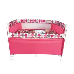 KIDSHOP - Corral Cuna Colecho Toldillo Camping Ruedas BP300 Rosado