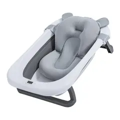 KIDSHOP - Banera Tina Plegable Bebe Con Termometro Cojin Malla Gris-