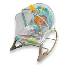 KIDSHOP - Silla Mecedora Para Bebes Con Toldillo Leon Gris