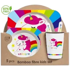 KIDSHOP - Set Vajilla Bambu 5 Piezas ZMD001 Unicornio
