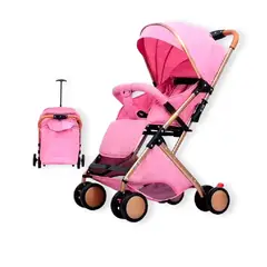 KIDSHOP - Coche Paseador Tipo Maleta + Toldillo PD-6609-1 Rosado