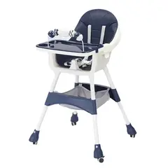 KIDSHOP - Silla Comedor Para Bebé 2 En 1 Imper Freno Juguetes Azul