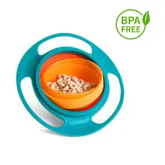 KIDSHOP - Plato gyro bowl antiderrame 360 niños bebe taza azulsalmon-