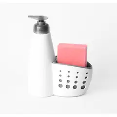 ESSENZA - Dispensador de Jabon Liquido con Soporte Esponja Blanco Gris