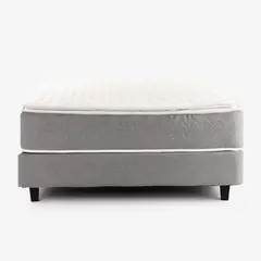 MICA - Colchón con Base Cama Queen Firmeza Media Ortopédico Resortado con Pillow Tokio 160 x 190 cm
