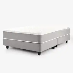 MICA - Colchón con Base Cama Doble Firmeza Media Ortopédico Resortado con Pillow Santorini 140 x 190 cm + 2 Almohadas