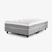 MICA - Colchón con Base Cama Queen Firmeza Media Ortopédico Resortado London 160 x 190 cm + 2 Almohadas