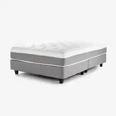 MICA - Colchón con Base Cama Queen Firmeza Media Ortopédico Resortado London 160 x 190 cm + 2 Almohadas