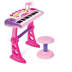 KIDSHOP - Organeta Piano Teclado Mp3 Para Niños Con Silla rosa