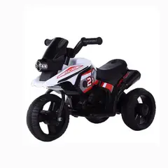 KIDSHOP - Moto Carro Electrico Niños Recargable Montable Trimoto Blanco PT604