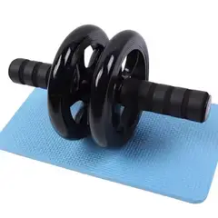 KIDSHOP - Rueda abdominal doble rodillo goma + tapete tonificador