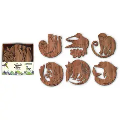 GENERICO - Portavasos x 6 (mix 1) con soporte fauna viva 9.5cm - madera