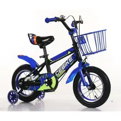 KIDSHOP - Bicicleta Infantil Con Canasta y Pito Rin 12 Azul