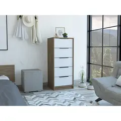 RTA MUEBLES - Comoda 5 cajones kaia cmb 3880 miel + blanco