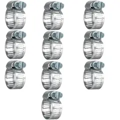 FIERO - 10 Mini Abrazaderas En Acero Inoxidable Desde 6 Mm A 16 Mm