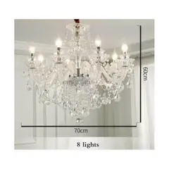 KIDSHOP - Lampara de techo chandelier blanca led 8 bombillos ( incluidos)