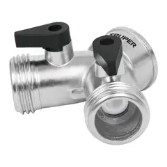 TRUPER - Conector Tipo Y Para Llave De Agua, Metálico Con Válvulas