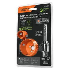 TRUPER - Juego Para Instalar Cerraduras De 3 Piezas Uso Industrial