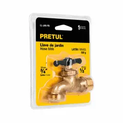 PRETUL - Llave De Agua De 1/2" Con Rosca Para Jardín, Latón, 100 Gr