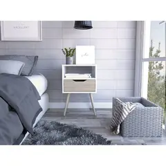 RTA MUEBLES - Mesa de noche otom mbr 6077 blan neva/rovere 63x40x35cm RTA