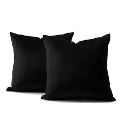 BANZAY - Funda X2 Cojines Decorativos Cuadrados en Tela - Negro