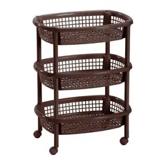 RIMAX - Canasta Móvil Ovalada de 3 Niveles Wengue