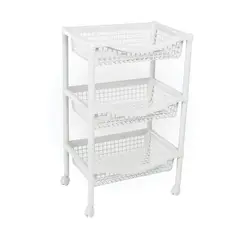 RIMAX - Canasta Móvil Rectangular de 3 Niveles Blanca
