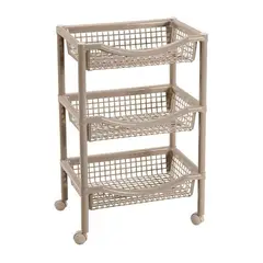 RIMAX - Canasta Móvil Rectangular de 3 Niveles Taupe