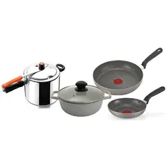 IMUSA - Set olla a presión 7 litros+caldero 20cm+sarten18 cm+sarten24 cm