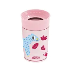 DR BROWNS - Vaso Antiderrame 10 Oz Decorado Cheers Rosa con Tapa Dr Brow