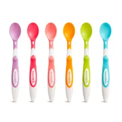 MUNCHKIN - Cuchara Bebe Silicona Punta Suave X 6 Multicolor -