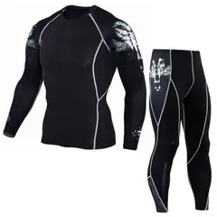 UBMD - Conjunto Deportivo Compresion Hombre Camiseta Pantalon 721 Negro.