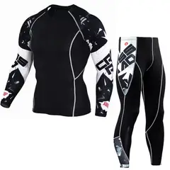 UBMD - Conjunto Deportivo Compresion Hombre Camiseta Pantalon 746 Negro.
