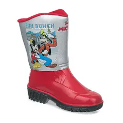 DISNEY - Botas Lluvia Mickey Arafat Rojo-Negro para Niño