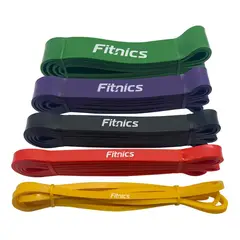 FITNICS - Bandas Elasticas Resistencia Poder Set 5 Latex+bolsa