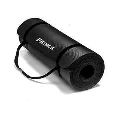 FITNICS - Mat Yoga Colchoneta Ejercicio Grueso15mm BolsoCorrea - Negro-.-