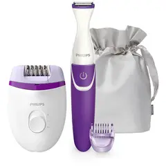 PHILIPS - Combo depiladora compacta recortador de bikini brp505 morado