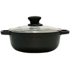 IMUSA - Caldero 20 cm aluminio fundido antiadherente con tapa de vidrio