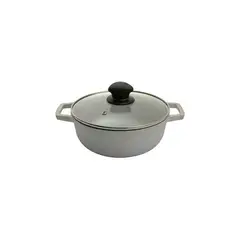 IMUSA - Caldero 26 cm aluminio fundido con tapa de vidrio