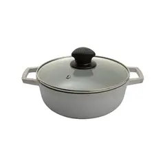 IMUSA - Caldero 30 cm aluminio fundido con tapa de vidrio