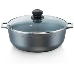 IMUSA - Caldero 18 cm aluminio fundido antiadherente con tapa de vidrio