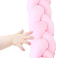 BANZAY - Cojin Protector para Cuna Trenza 3 metros - Rosado