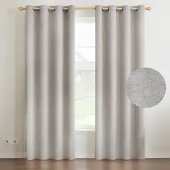 CASATUA - Cortina Blackout 100% Anti Luz, 2 Paños 140x220 Textura Lino Beige-
